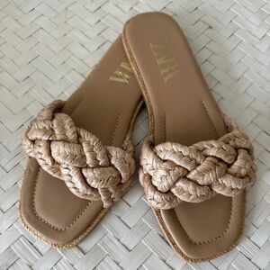 Zara Women's Tan Braided Sandals
